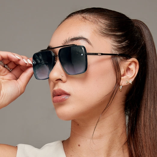 Topfoxx Bella Tangle Free Aviator Sunglasses - Black/Black