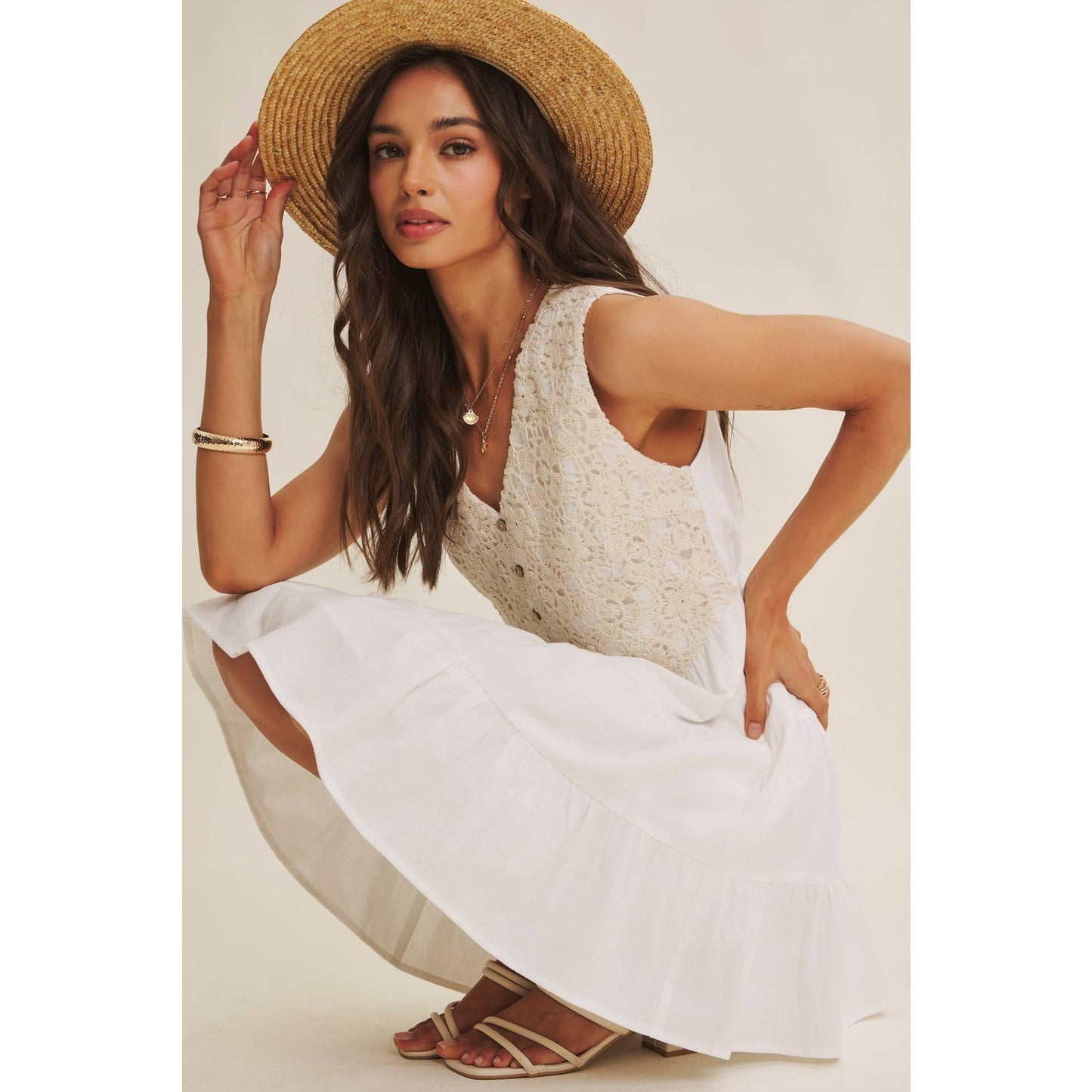 In February - French Picnic Cotton Crochet Dress