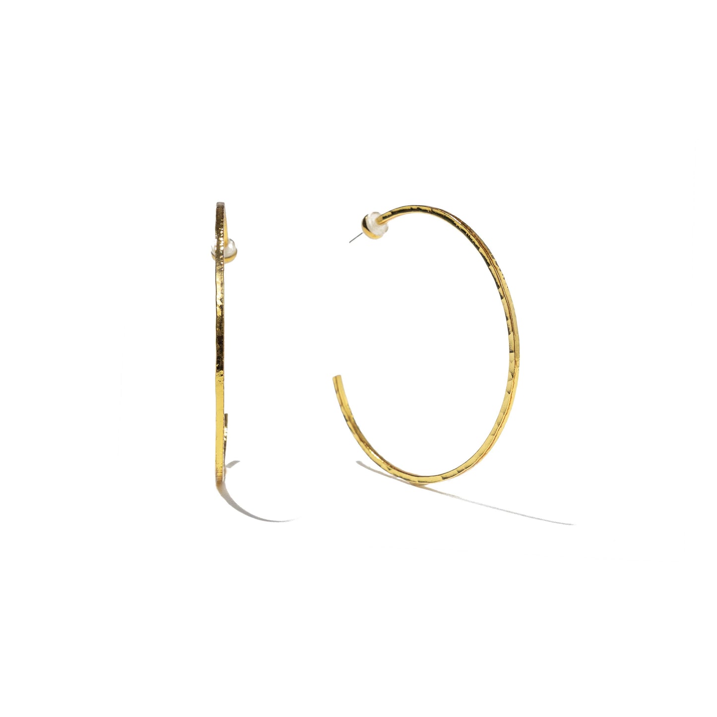 Brenda Grands 24K Gold Thin Hammered Hoops