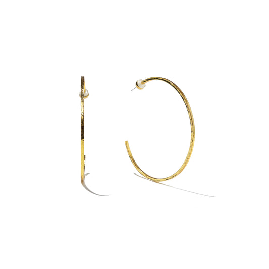 Brenda Grands 24K Gold Thin Hammered Hoops