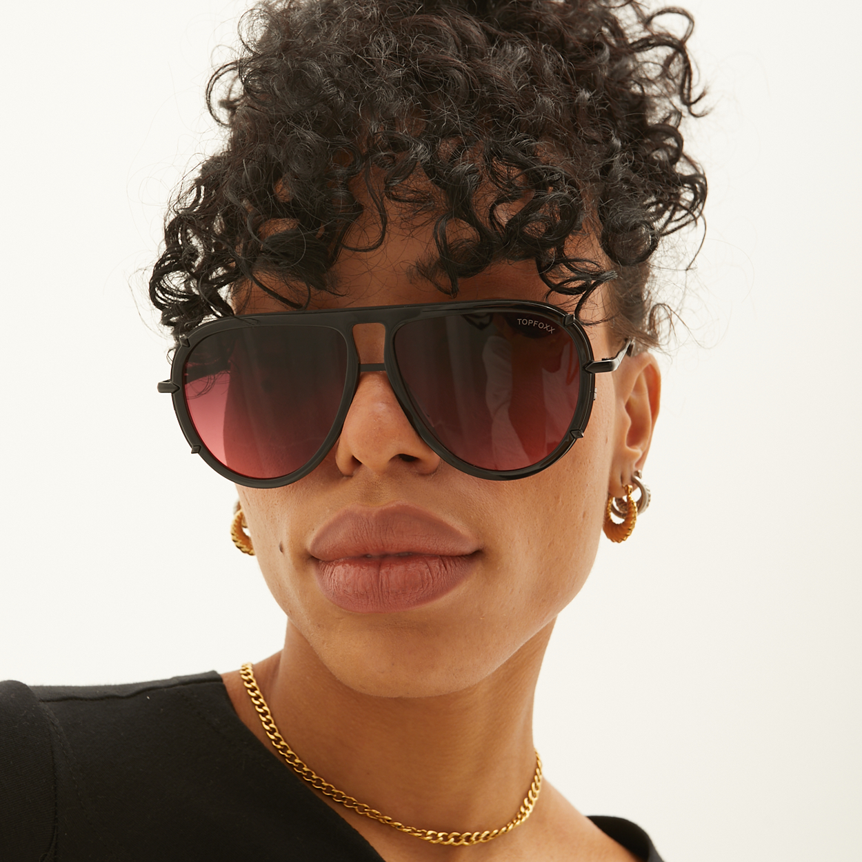 Topfoxx Ivy Luxe Tangle-Free Aviator Sunglasses - Ruby