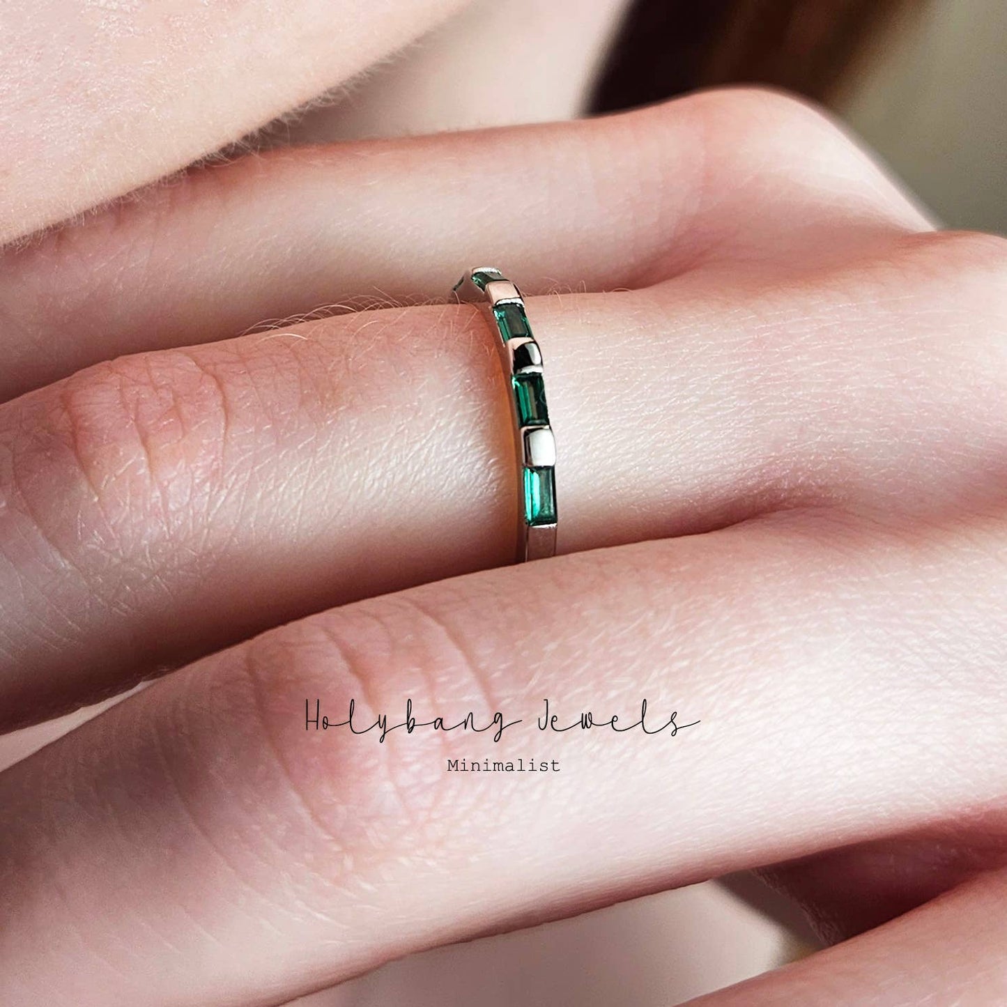 HolyBang Jewels Emerald Baguette Ring