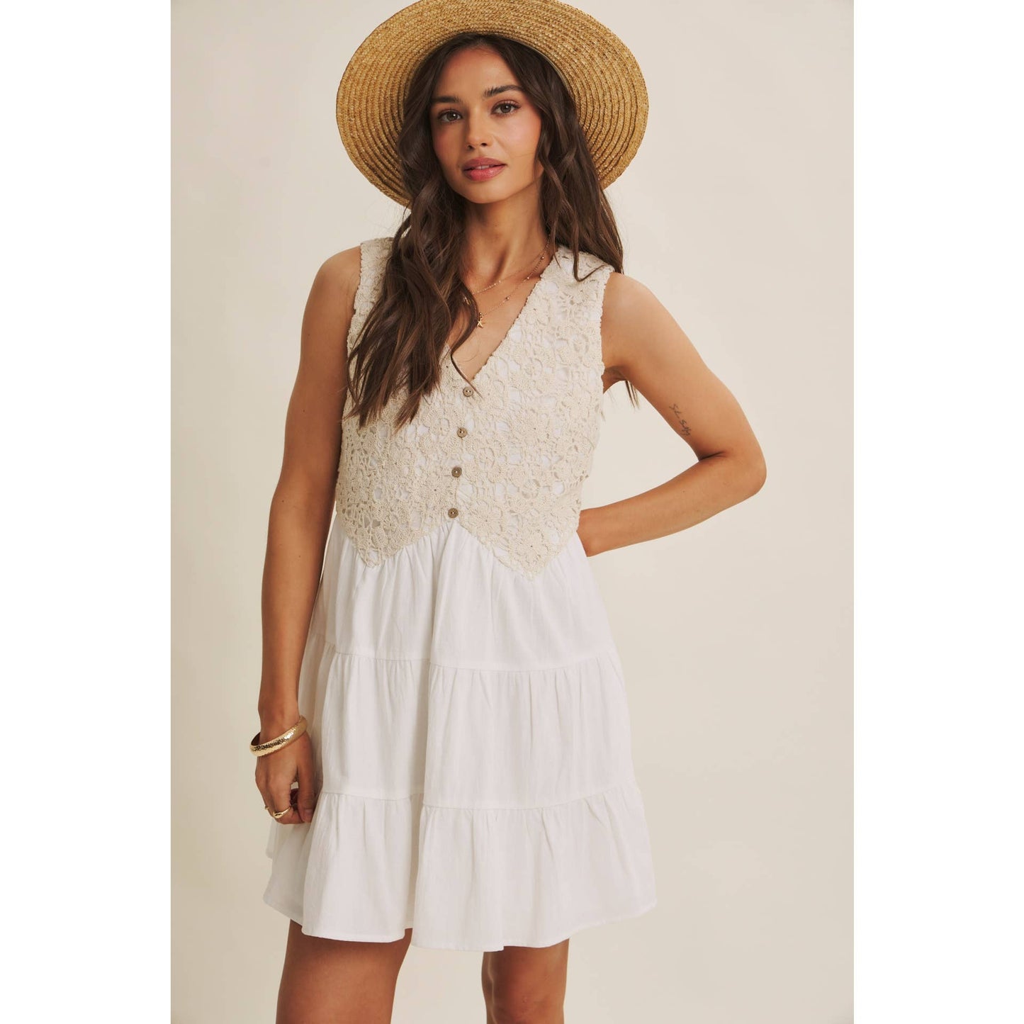 In February - French Picnic Cotton Crochet Dress