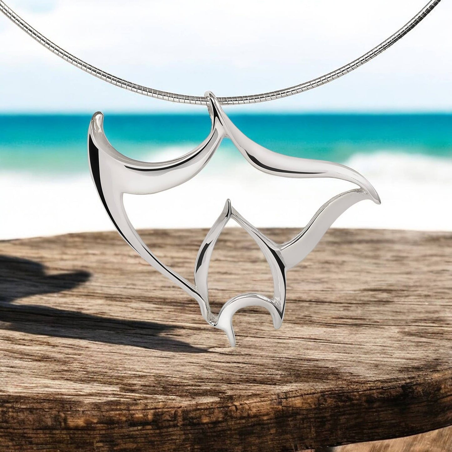 Big Blue Manta Ray Necklace