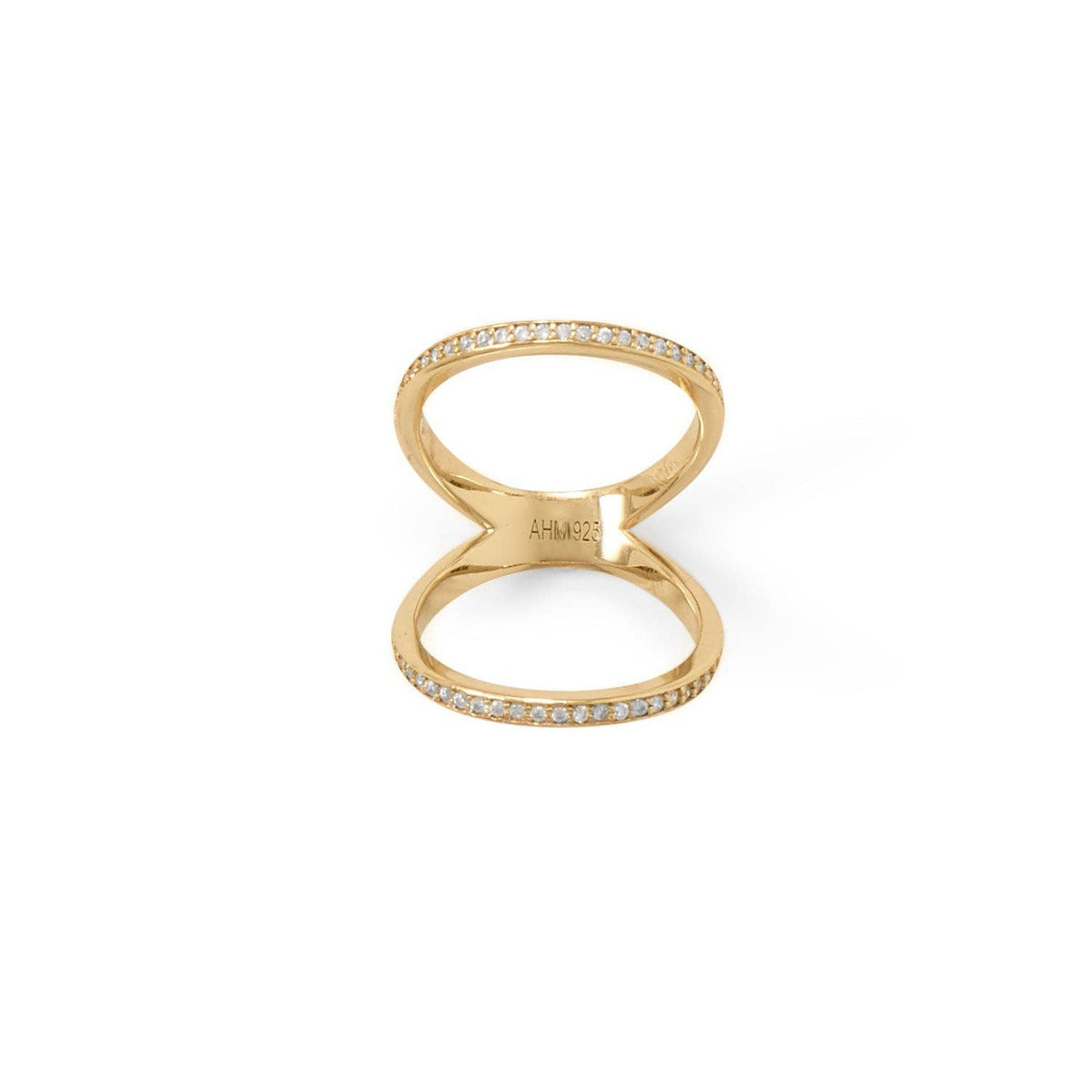 Silver Stars CZ Double Band Knuckle Ring