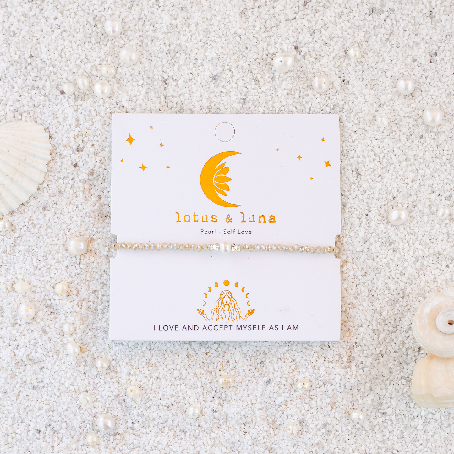 Lotus and Luna Goddess Bracelet - Pearl Self Love