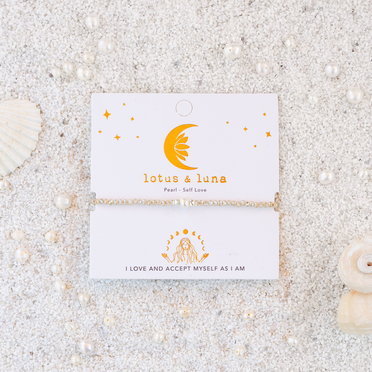 Lotus and Luna Goddess Bracelet - Pearl Self Love