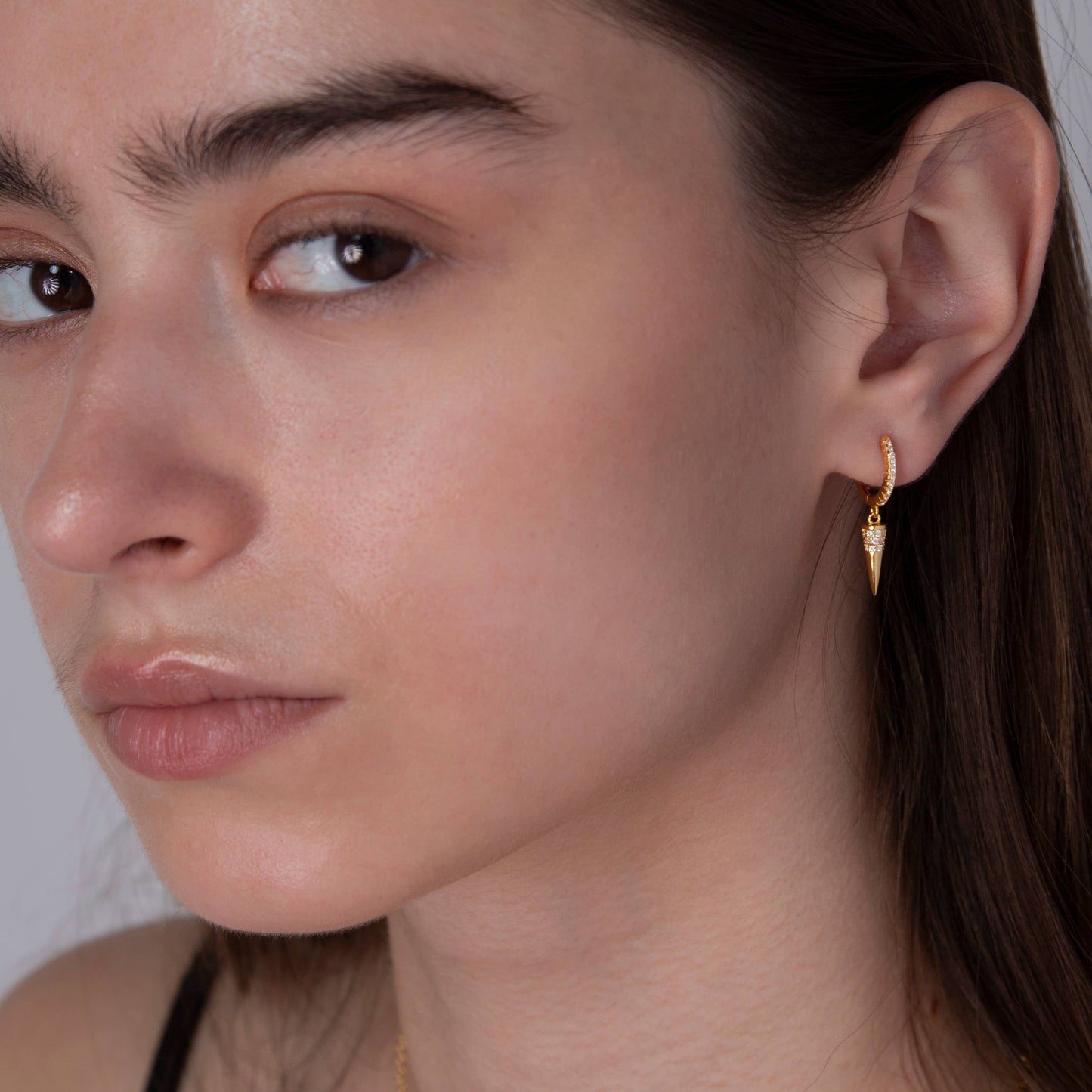 HolyBang Jewels Spike Dangle Hoop Earring - Gold