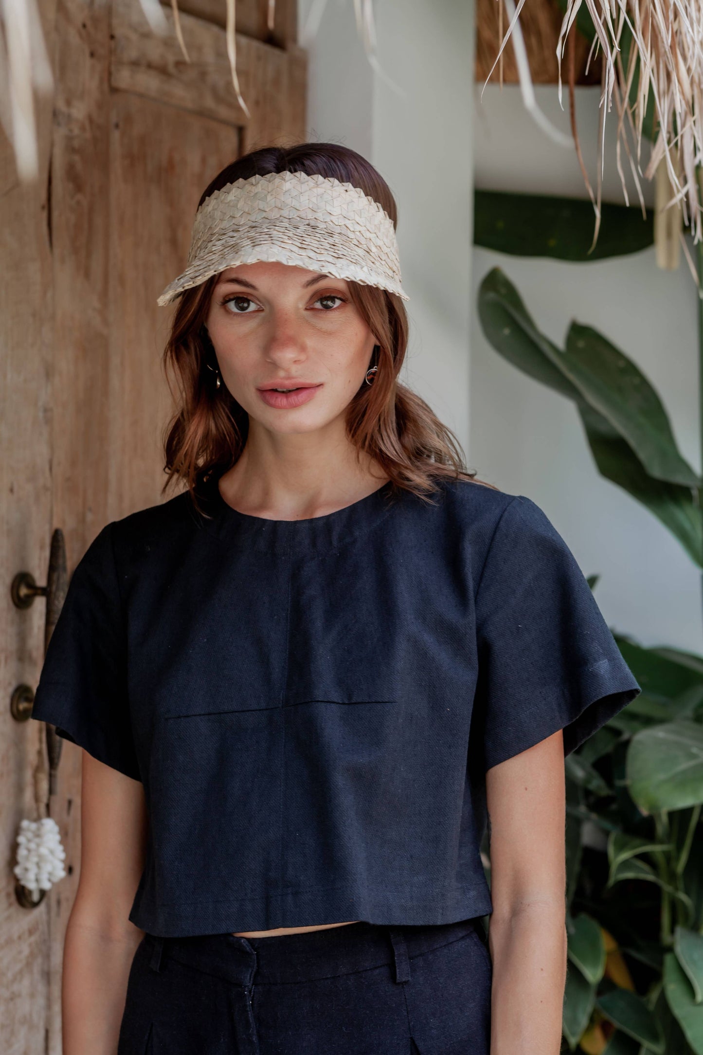 Village Thrive Rattan Sun Visor - Blonde