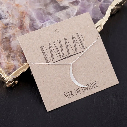 Baizaar Silver Crescent Moon Necklace