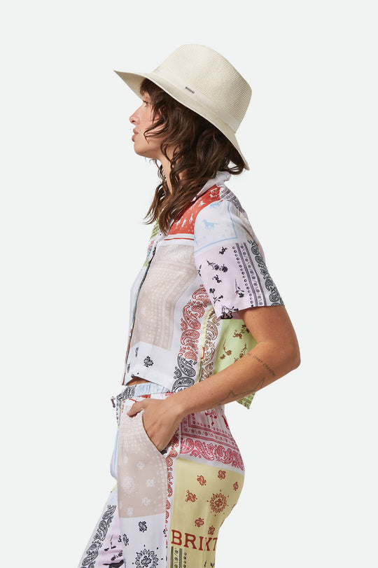 Brixton Carolina Straw Packable Travel Hat - Bone/Bone