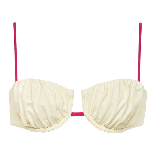 Montce Cream Raspberry Binded Bikini Top