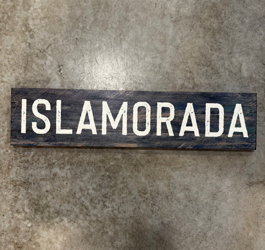 Rustic Marlin Islamorada Barn Wood Sign - Weathered Blue