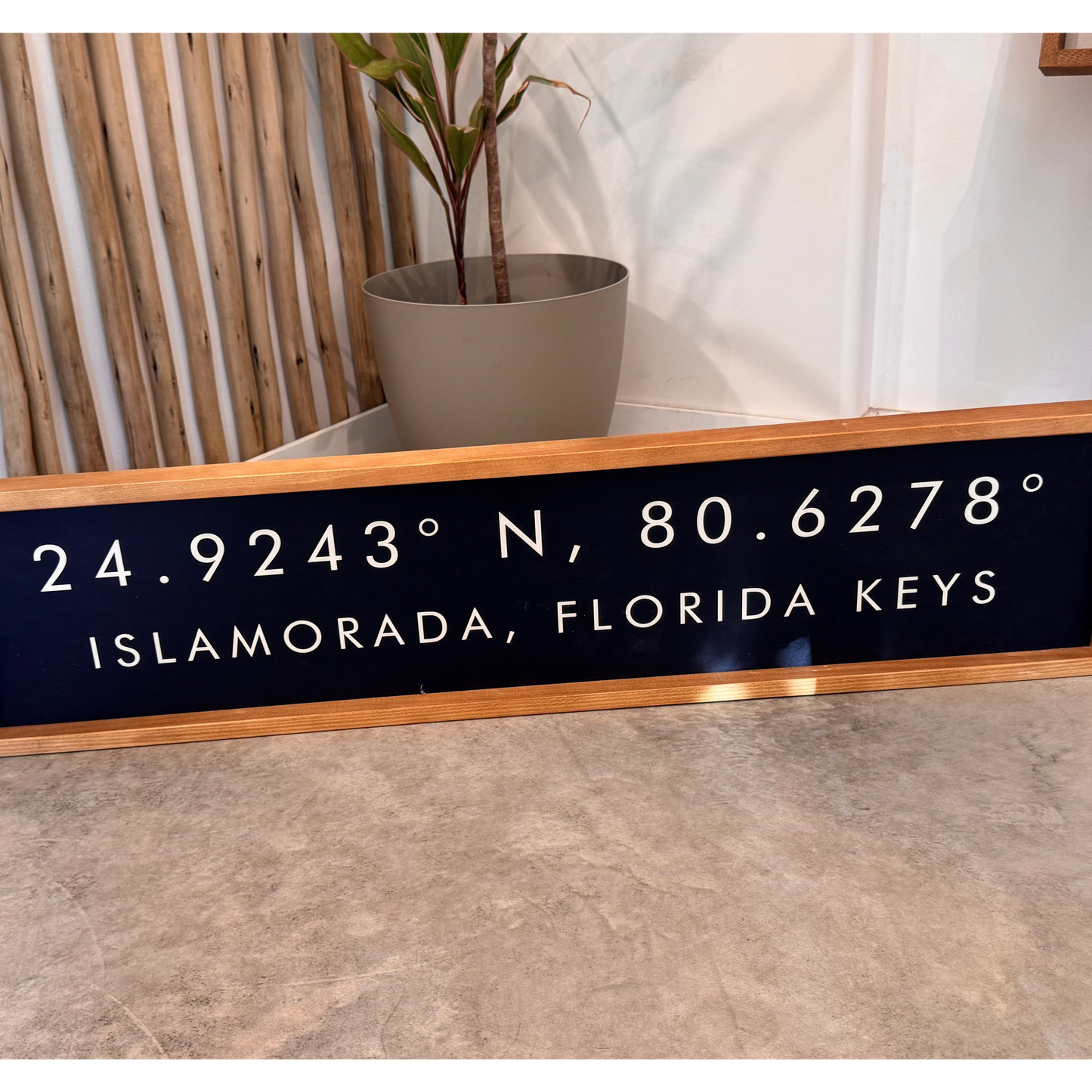 Rustic Marlin Islamorada Coordinates Framed Barnwood Sign