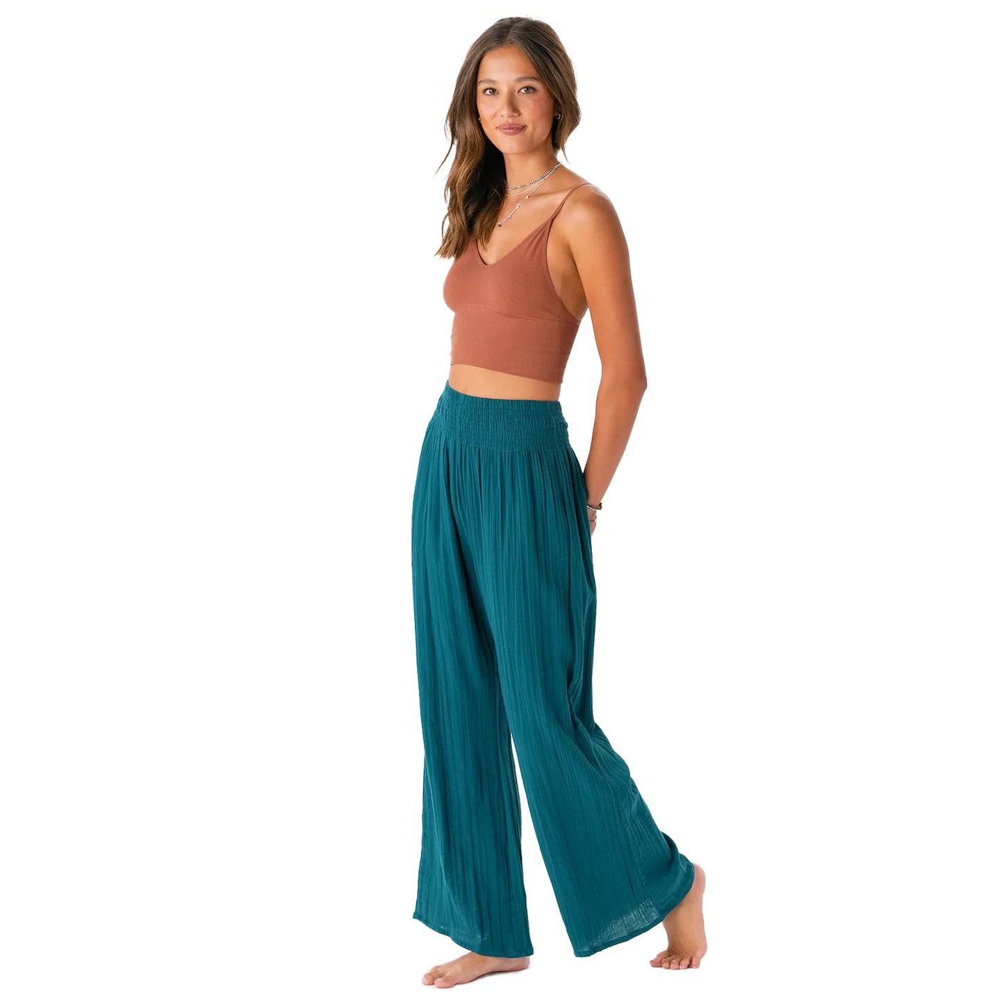 Lotus and Luna Wide Leg Cotton Pants - Verdigris