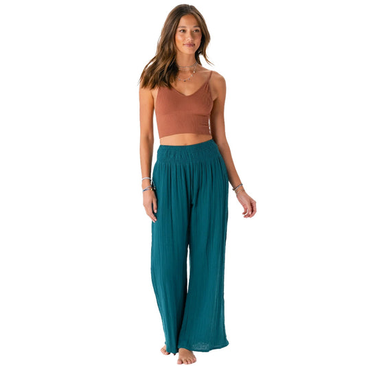 Lotus and Luna Wide Leg Cotton Pants - Verdigris