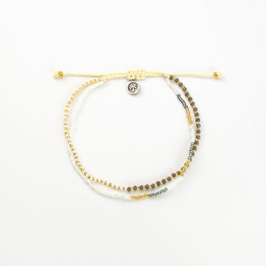 Koh Surf Monte Carlo Beaded Surf Anklet - Wht/Gold/Grey