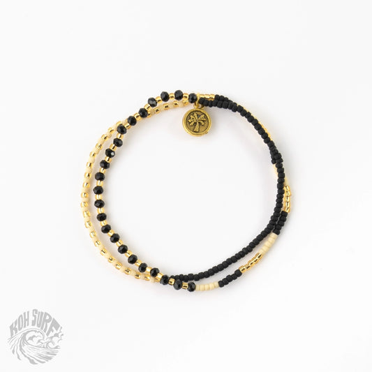 Koh Surf Monte Carlo Beaded Surf Bracelet - Black & Gold