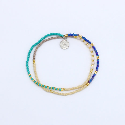 Koh Surf Monte Carlo Beaded Surf Bracelet - Blue & Beige