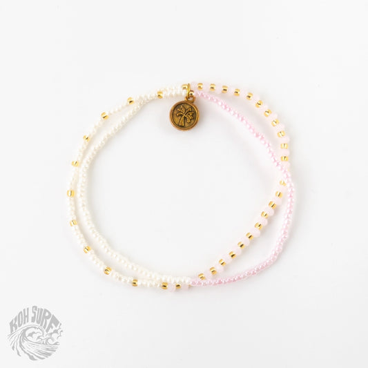 Koh Surf Monte Carlo Beaded Surf Bracelet - Pink and Gold
