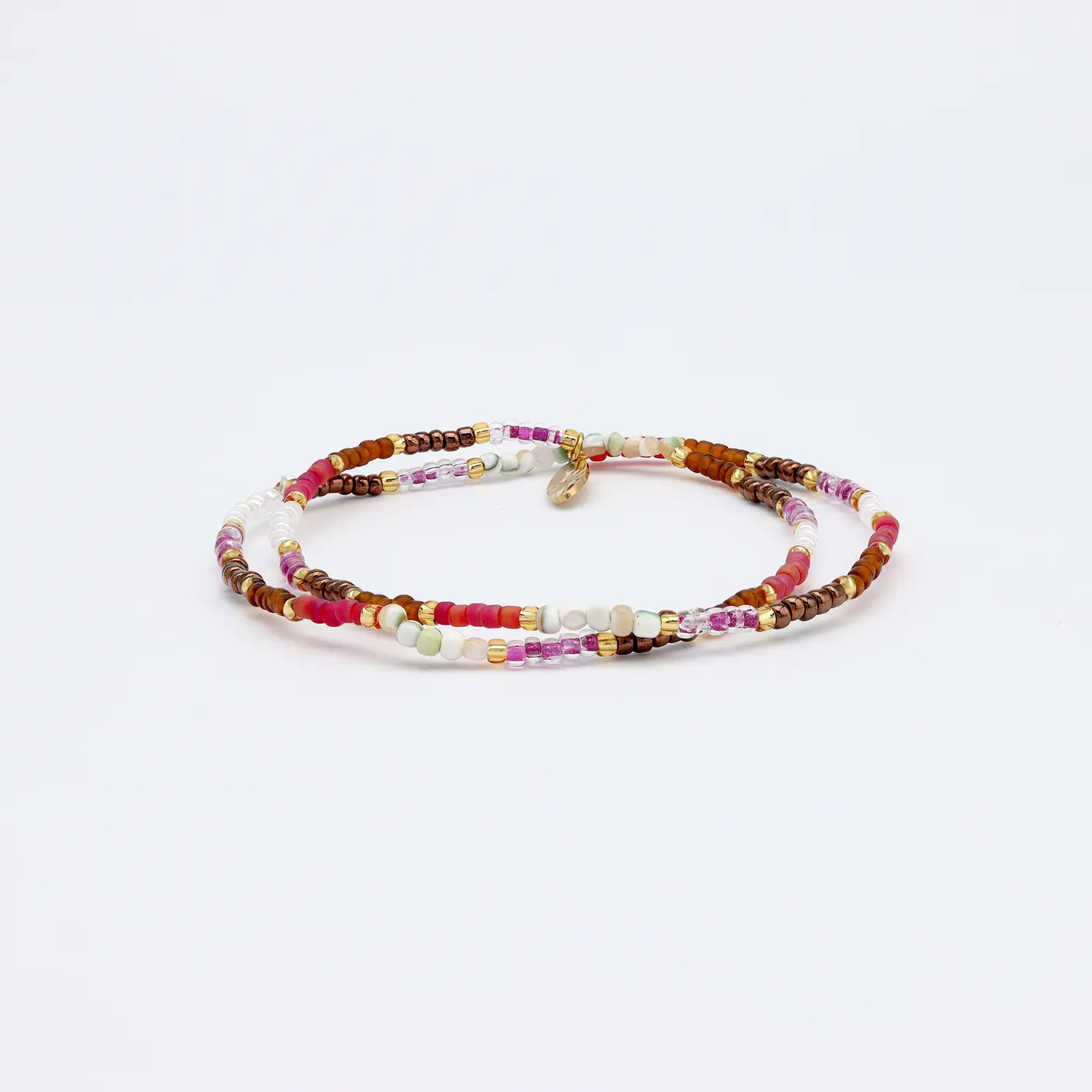 Pineapple Island Berkilau Warm Tone Beaded Bracelet, Dainty Stacking Bracelet