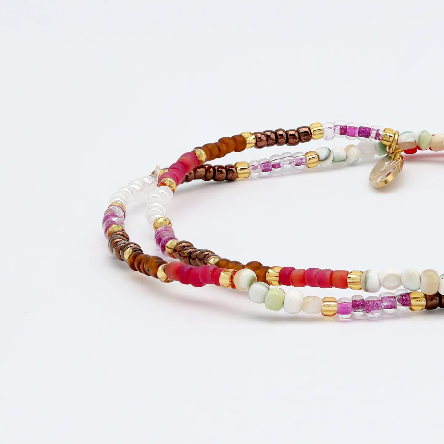 Pineapple Island Berkilau Warm Tone Beaded Bracelet, Dainty Stacking Bracelet
