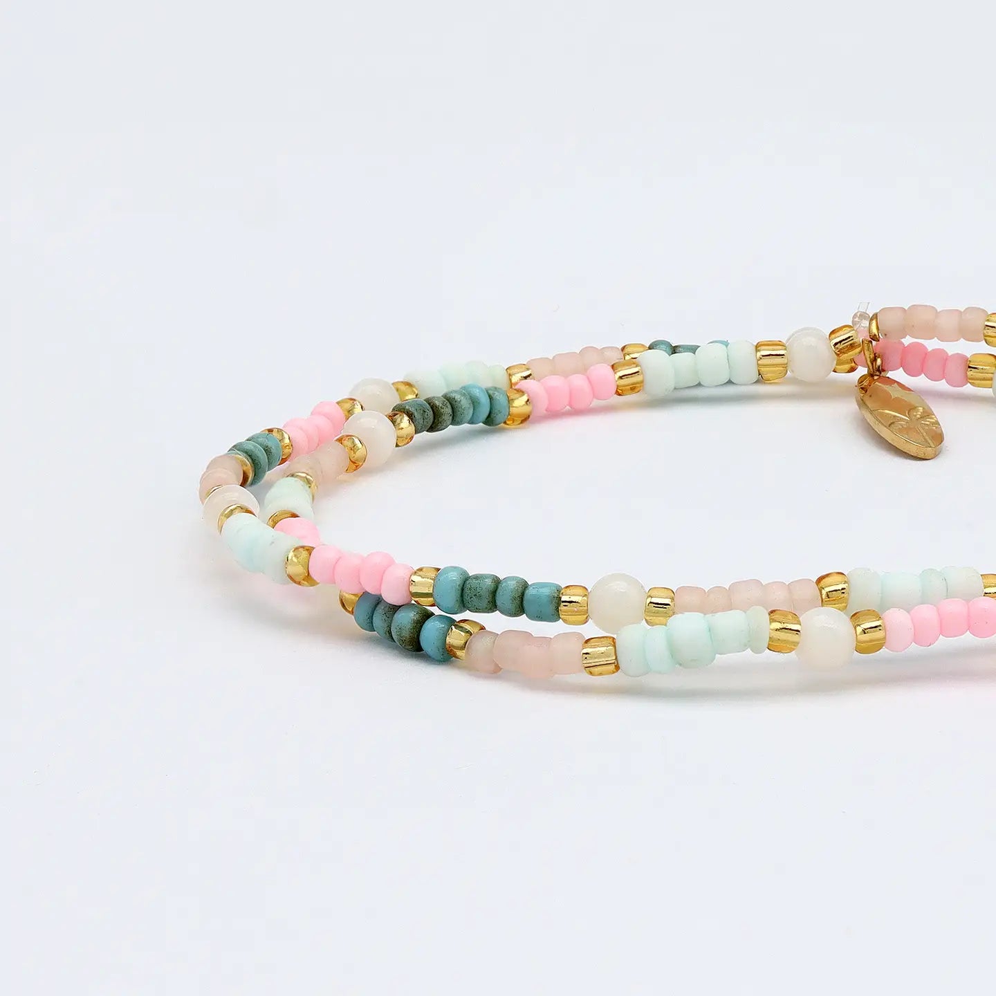 Pineapple Island Kemboja Pastel Beaded Bracelet, Stretchy Pink Bracelet