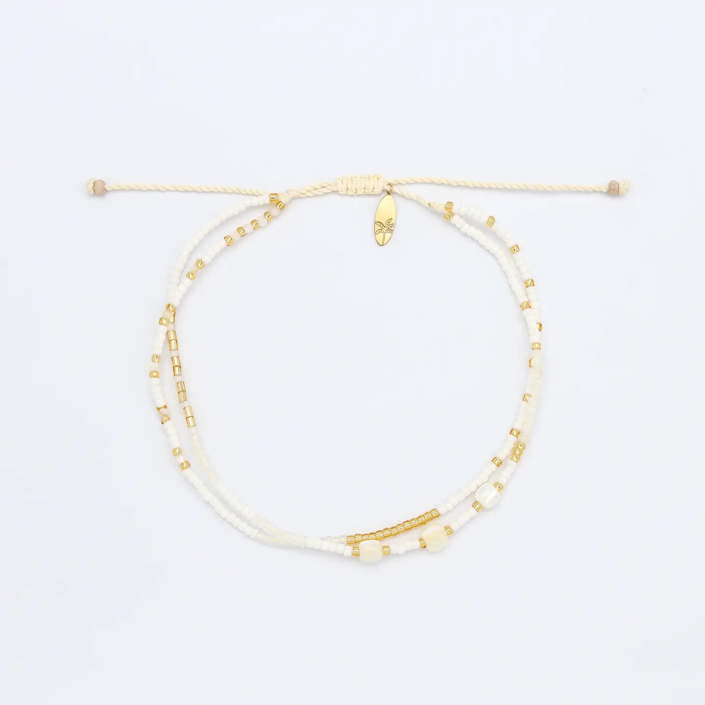 Purple Island Golden Hour Colorful Beaded Anklet - White & Gold