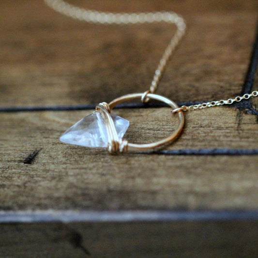 Saressa Designs Gold Albatross Necklace - Crystal Quartz