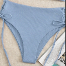 Sweetkama Ribbed Tie Side Bikini Bottom - Blue