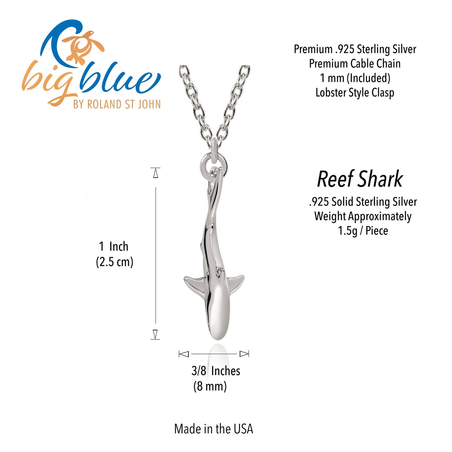 Big Blue Mini Realistic Shark Necklace