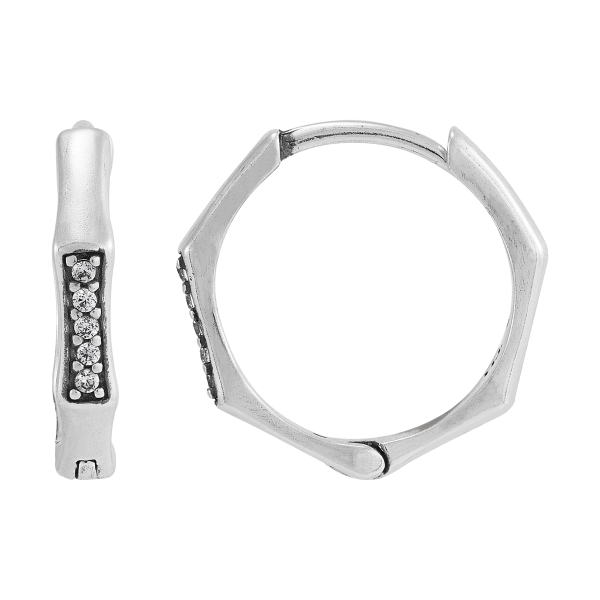 Silpada - Silpada 'Well Set' Sterling Silver White Cubic Zirconia Hoop Earrings