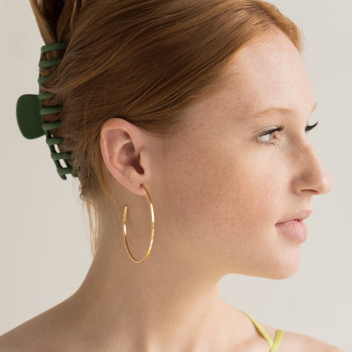 Brenda Grands 24K Gold Thin Hammered Hoops