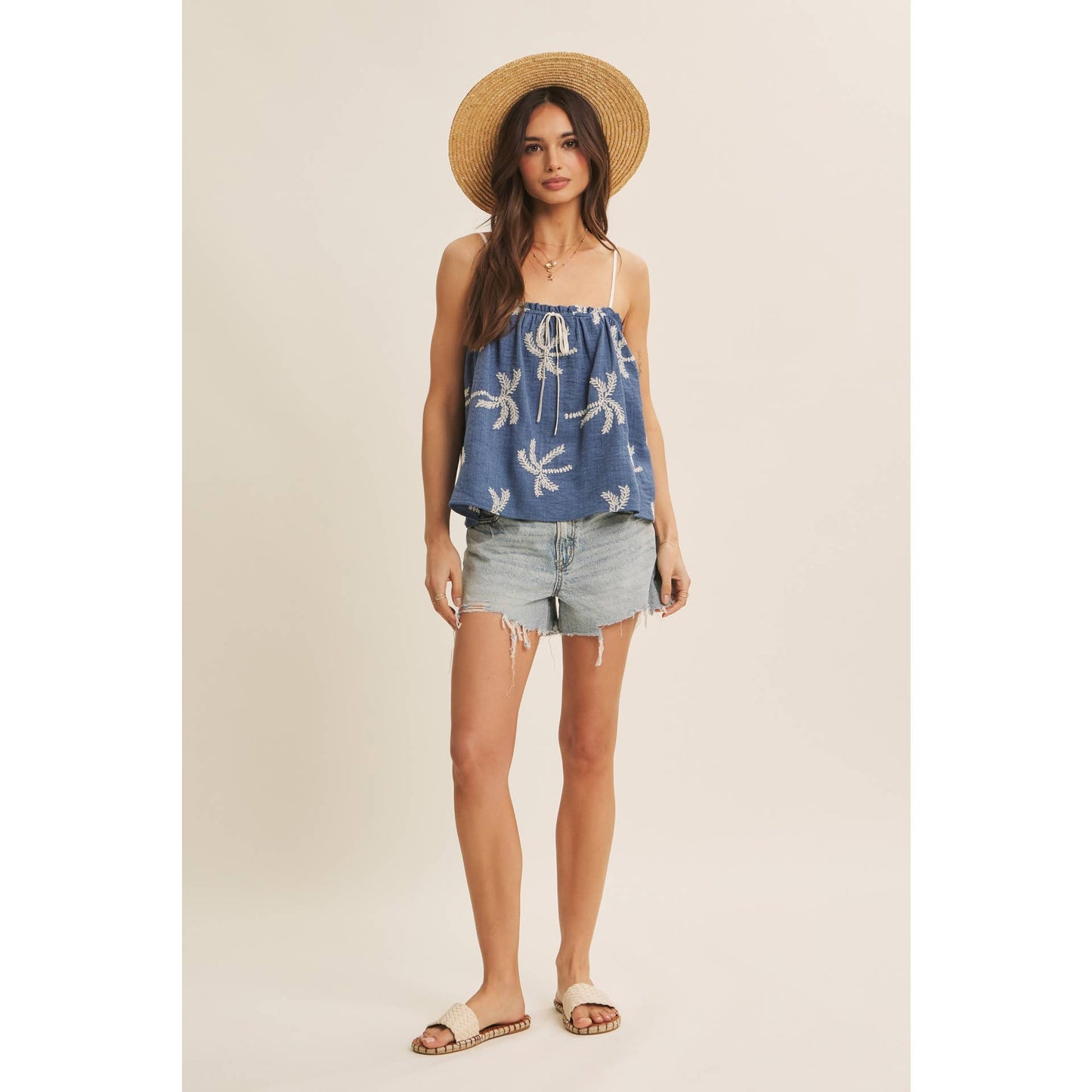 In February Feel Fresh Palm Embroidered Cami