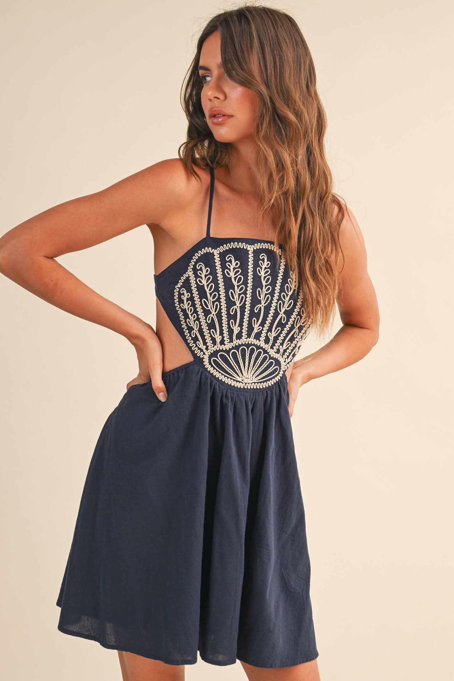 Klesis Scallop Aplique Mini Dress