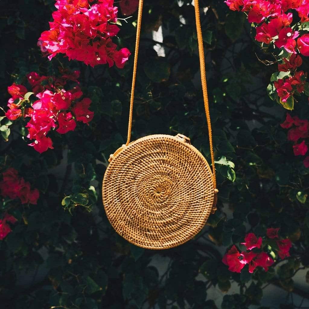 Ganapati Bali Round Rattan Crossbody Bag