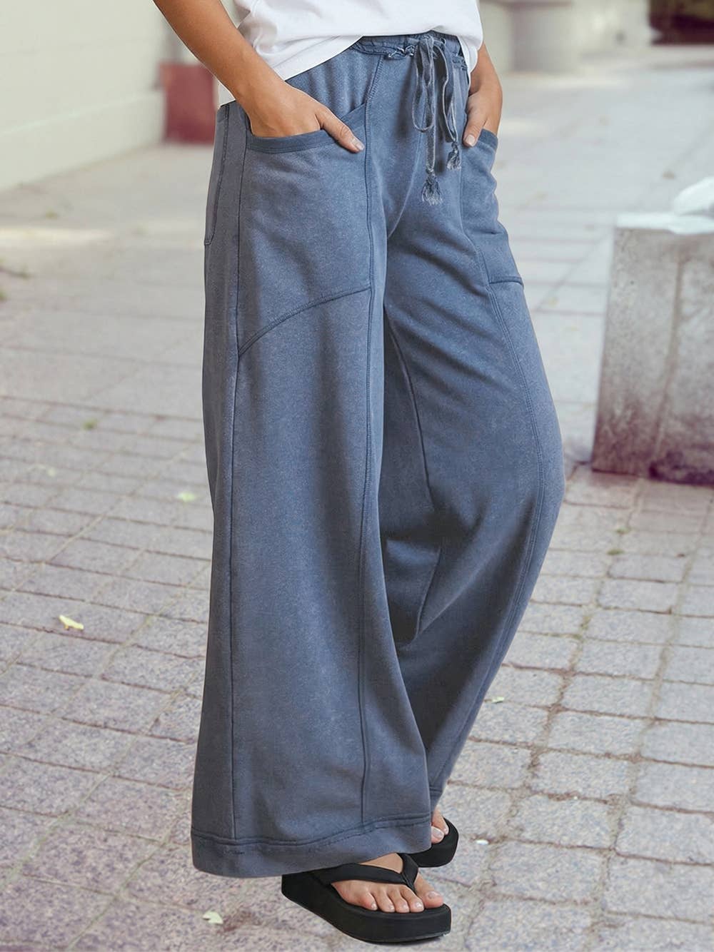 1 the Woman Mineral Wash Drawstring Retro Pants