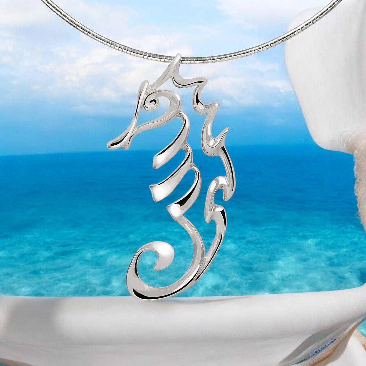 Big Blue Sea Horse Necklace