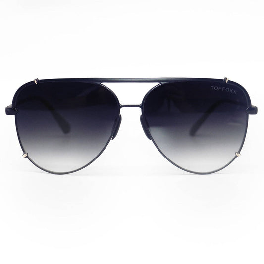 Topfoxx Cristina Tangle Free Aviator Sunglasses - Faded Black and Gold
