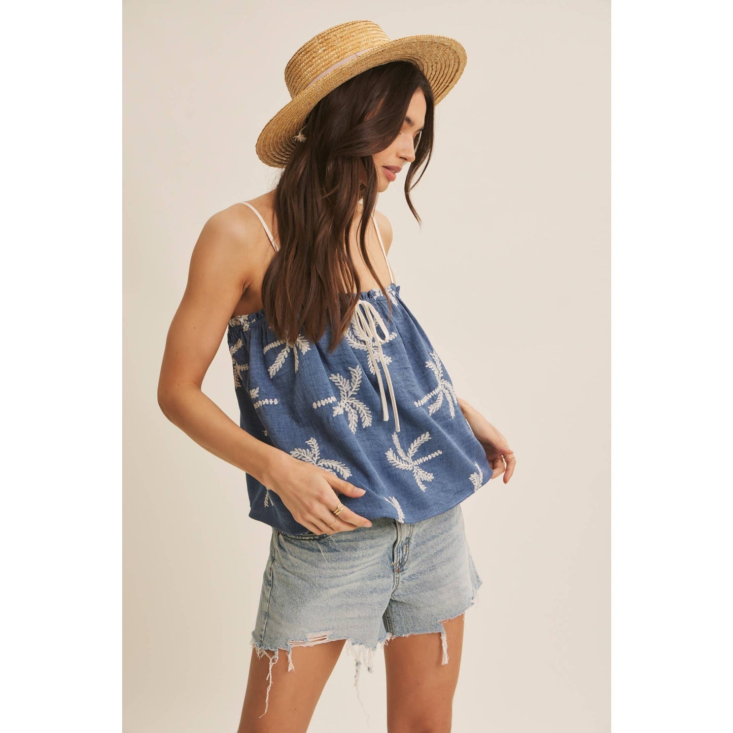 In February Feel Fresh Palm Embroidered Cami