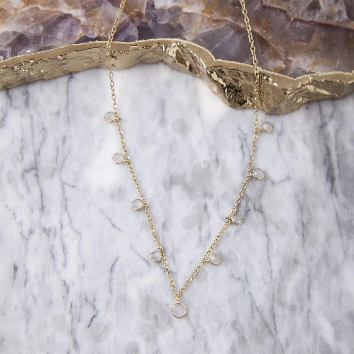 Baizaar Gold Moonstone Droplet Necklace