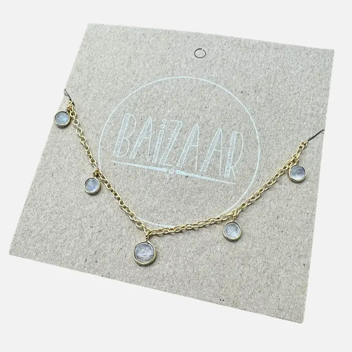Baizaar Gold Moonstone Droplet Necklace