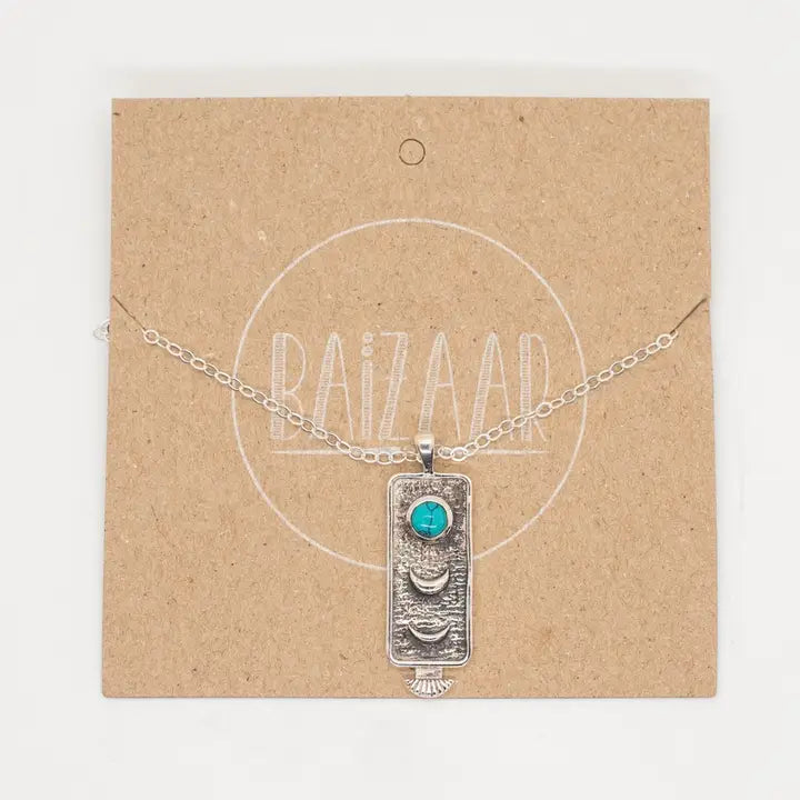 Baizaar Silver Moon Phase Necklace