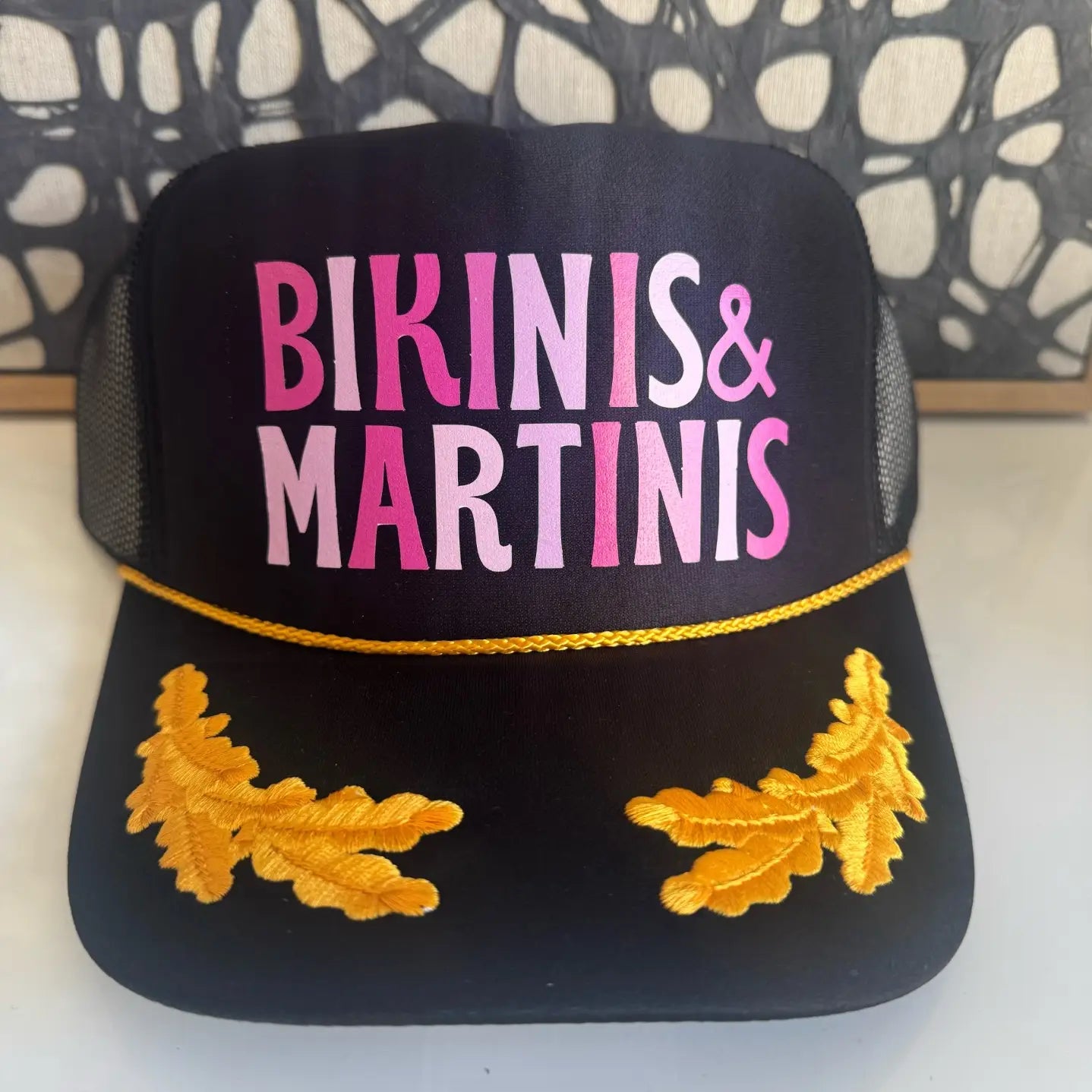 Arnie & Ollie Bikinis & Martinis Captain Style Trucker Hat