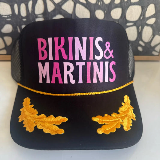 Arnie & Ollie Bikinis & Martinis Captain Style Trucker Hat