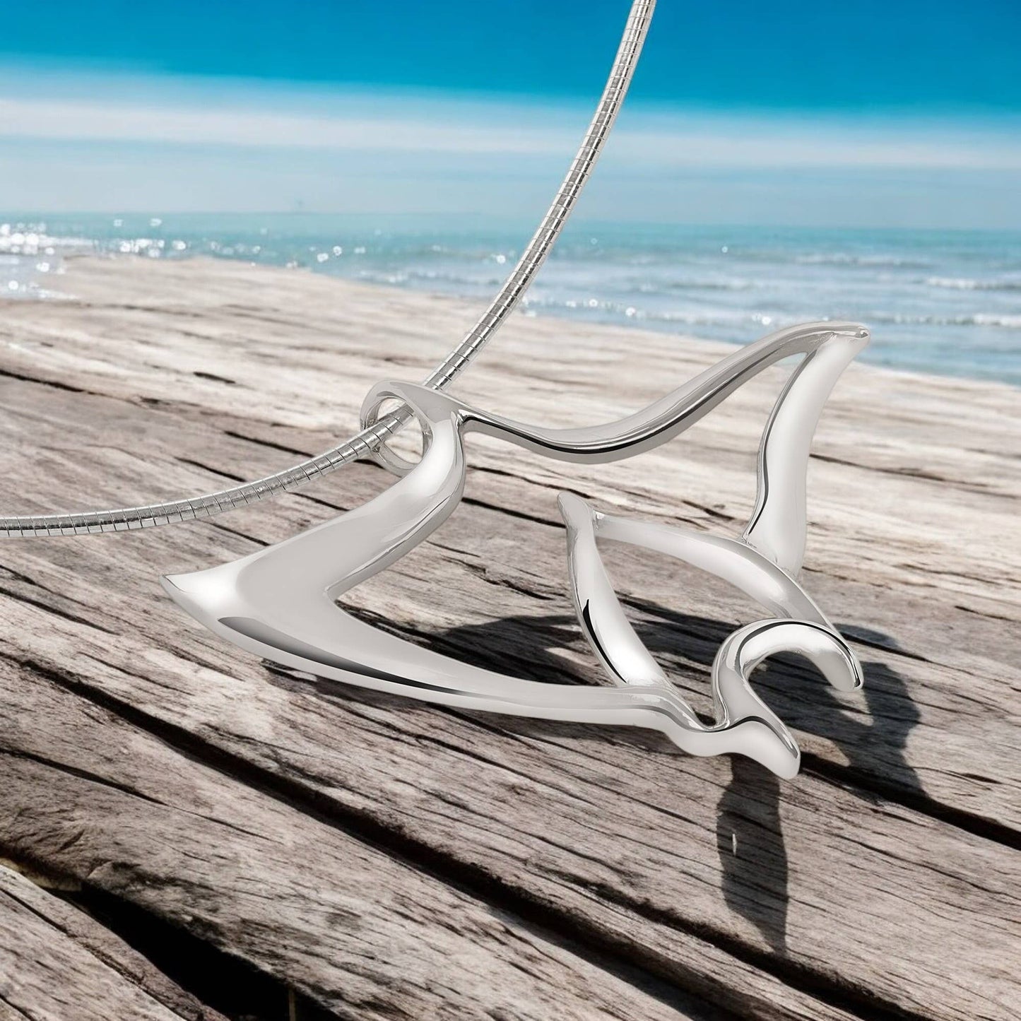 Big Blue Manta Ray Necklace