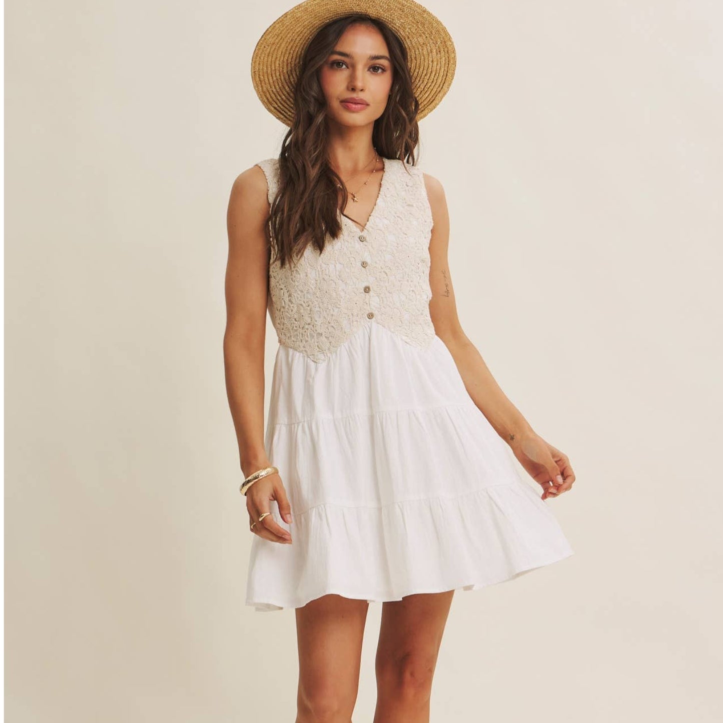 In February - French Picnic Cotton Crochet Dress