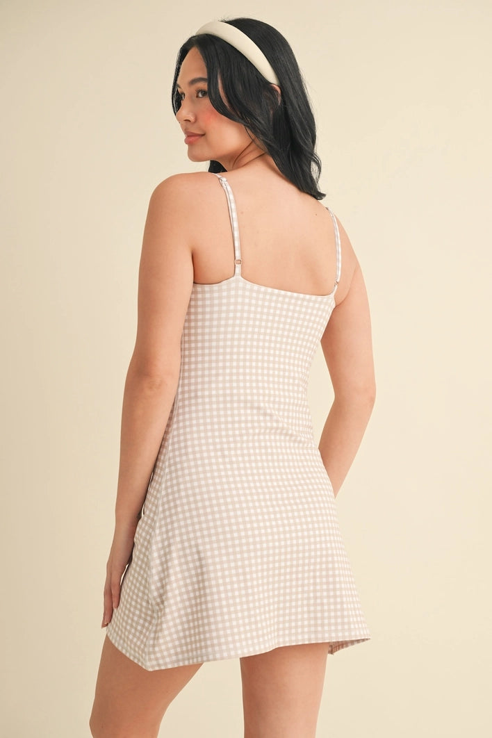 Kimberly C Sweetheart Athletic Dress 2.0 - Beige Gingham