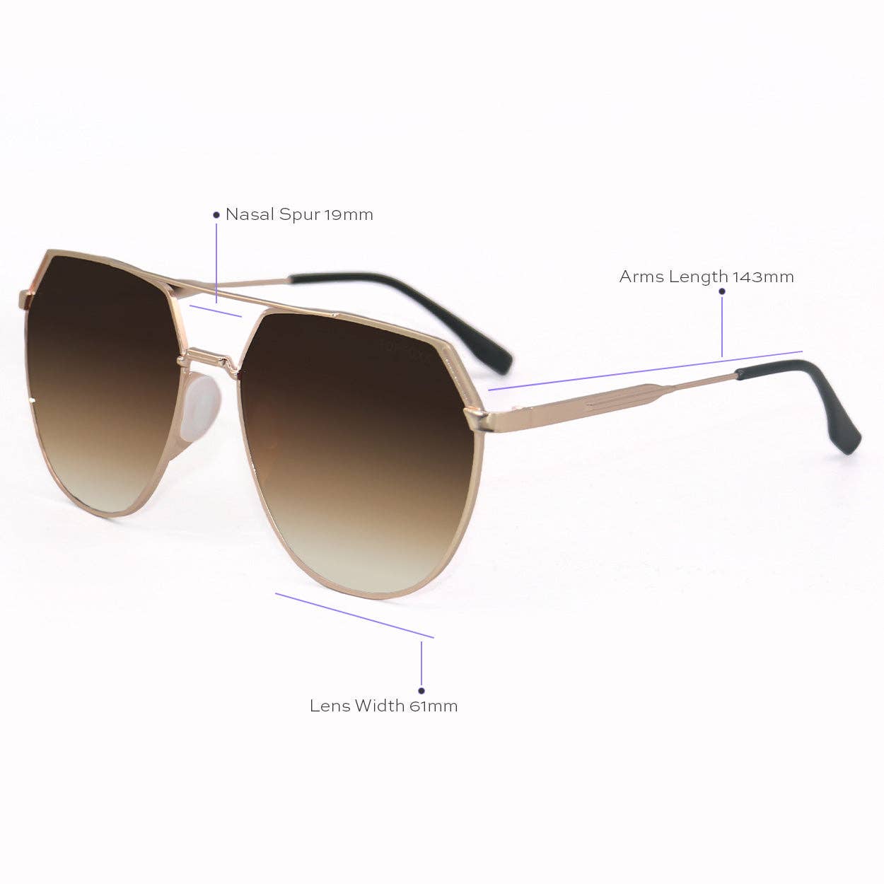 TOPFOXX Farrah Tangle Free Aviator Sunglasses - Brown