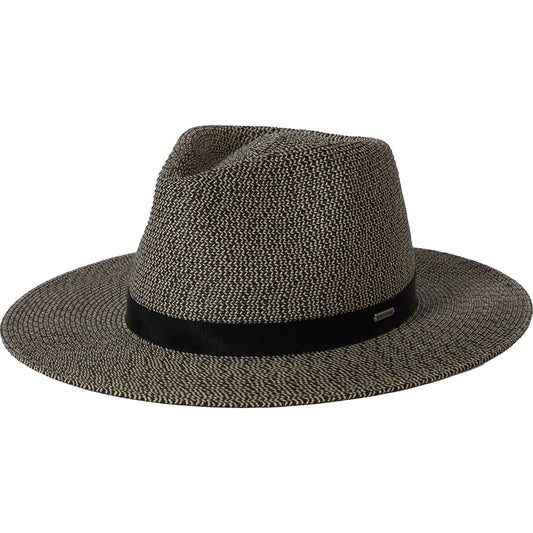 Brixton Carolina Straw Packable Travel Hat - Black/Natural